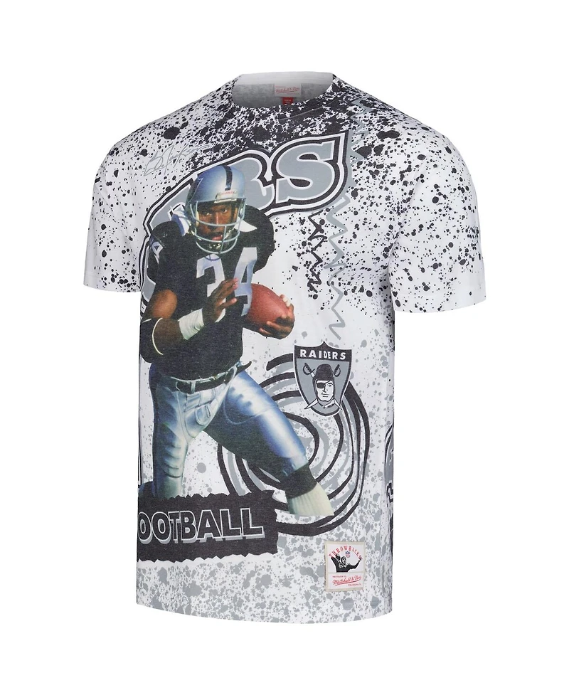 Men's Mitchell & Ness Bo Jackson White Las Vegas Raiders Retired Player Name and Number Burst T-shirt