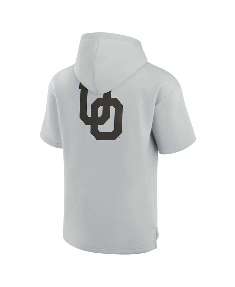 Men's and Women's Fanatics Signature Gray Oregon Ducks Super Soft Fleece Short Sleeve Pullover Hoodie
