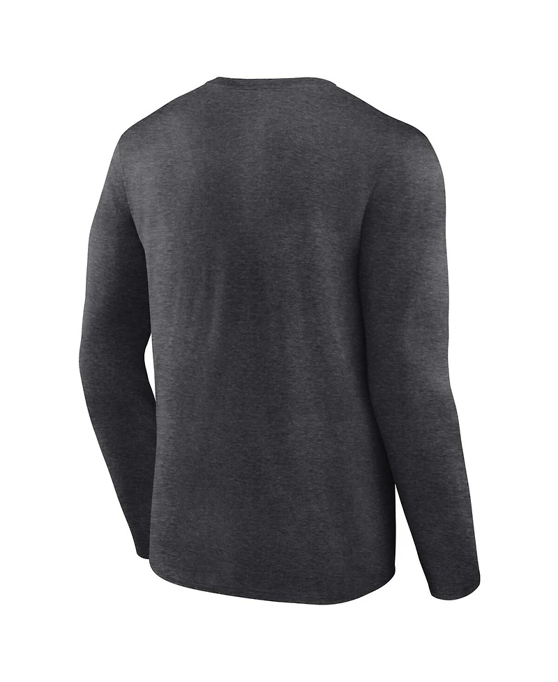 Men's Fanatics Heather Charcoal Oklahoma Sooners Distressed Arch Over Logo Long Sleeve T-shirt