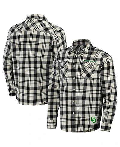 Men's Darius Rucker Collection by Fanatics Black, Natural Oregon Ducks Plaid Flannel Long Sleeve Button-Up Shirt