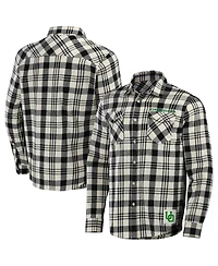 Men's Darius Rucker Collection by Fanatics Black, Natural Oregon Ducks Plaid Flannel Long Sleeve Button-Up Shirt