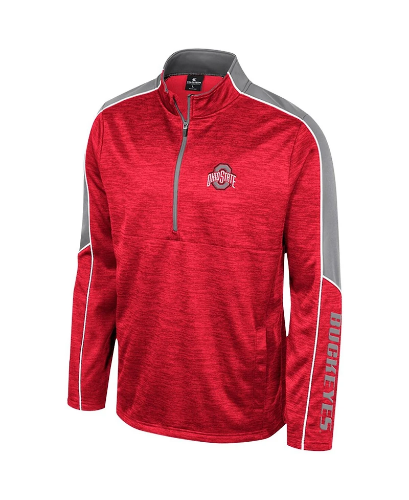 Men's Colosseum Scarlet Ohio State Buckeyes Marled Half-Zip Jacket