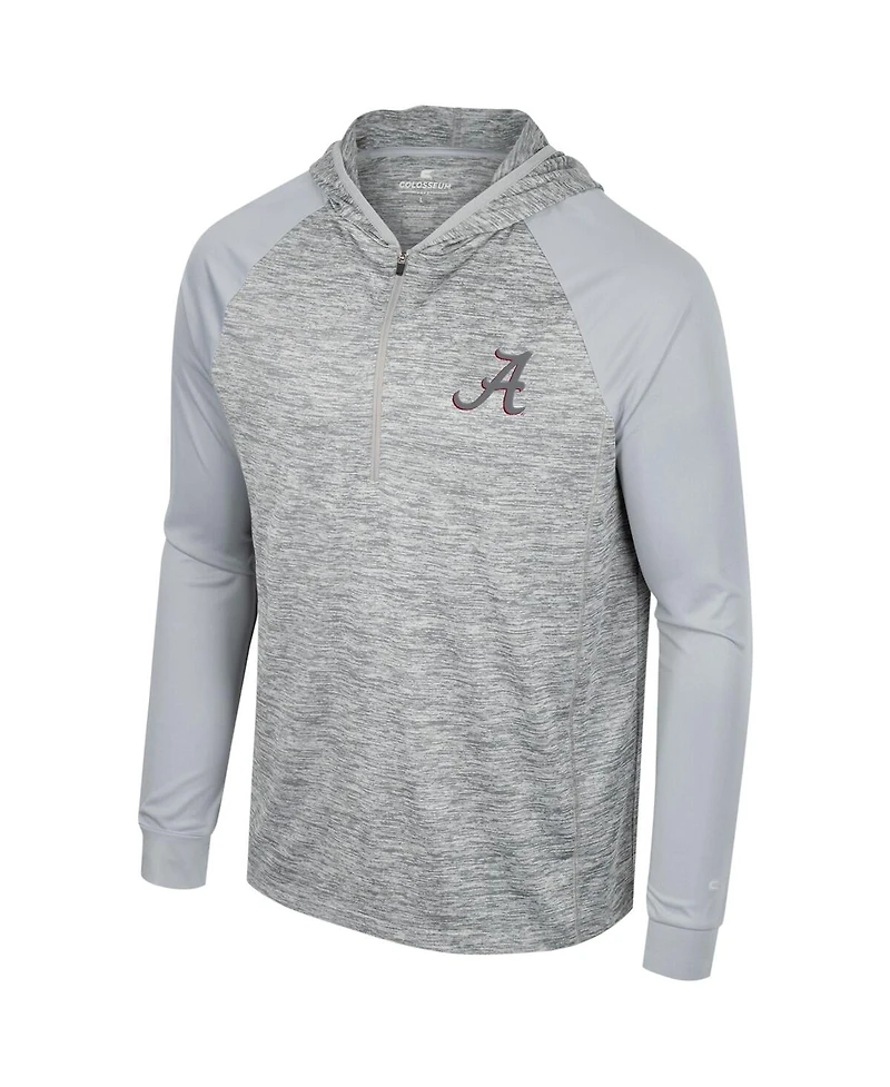 Men's Colosseum Gray Alabama Crimson Tide Cybernetic Raglan Quarter-Zip Hooded Top