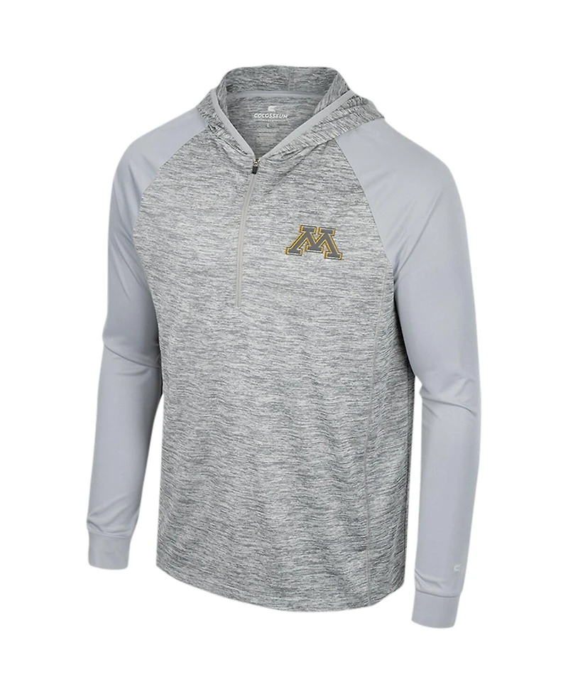 Men's Colosseum Gray Minnesota Golden Gophers Cybernetic Raglan Quarter-Zip Hooded Top