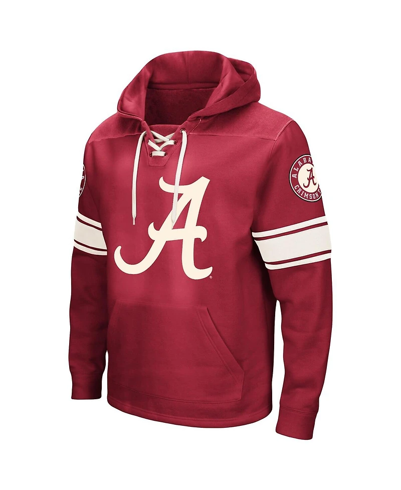 Men's Colosseum Crimson Alabama Tide Big and Tall Hockey Lace-Up Pullover Hoodie