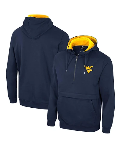 Men's Colosseum Navy West Virginia Mountaineers Half-Zip Hoodie