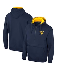 Men's Colosseum Navy West Virginia Mountaineers Half-Zip Hoodie