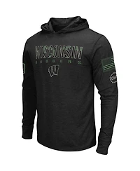 Men's Colosseum Black Wisconsin Badgers Big and Tall Oht Military-Inspired Appreciation Tango Long Sleeve Hoodie T-shirt