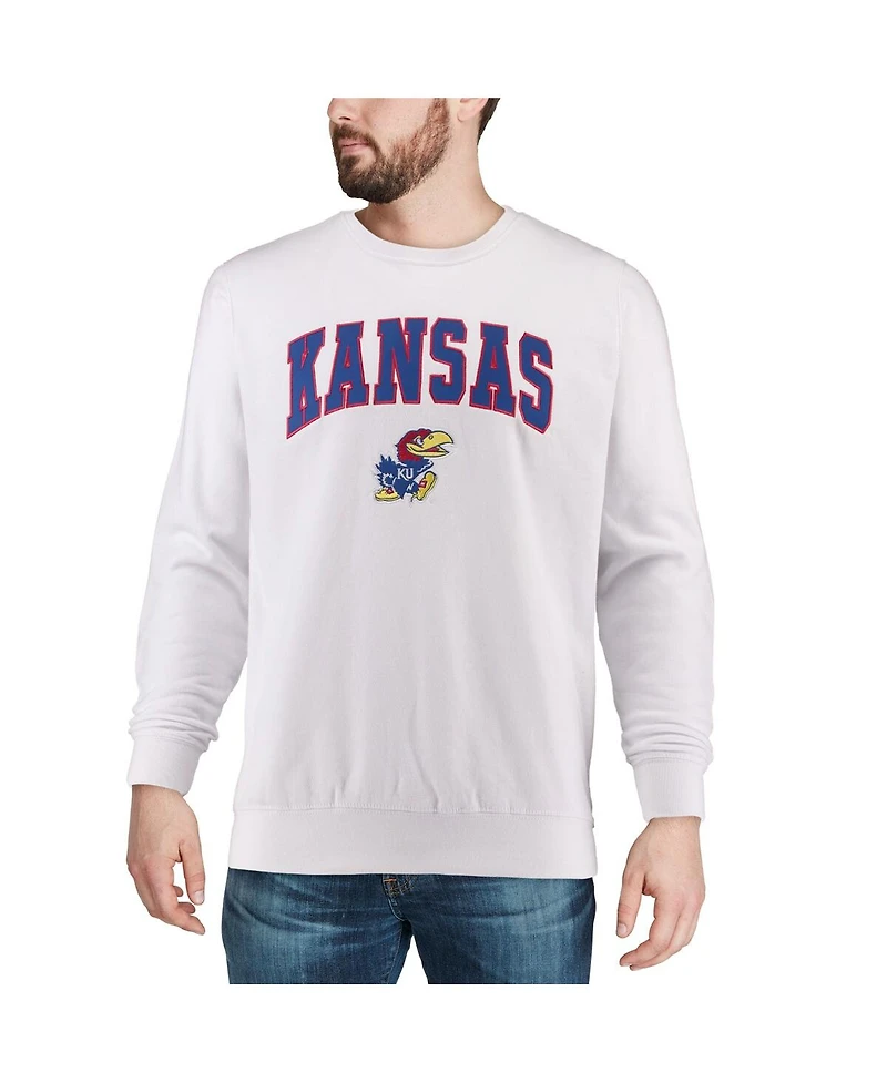 Colosseum Men's Kansas Jayhawks Arch & Logo Crew Neck Sweatshirt
