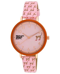 Kendra Dandy Women's Quartz Bouffants and Broken Hearts Pink Faux Leather Watch 36mm
