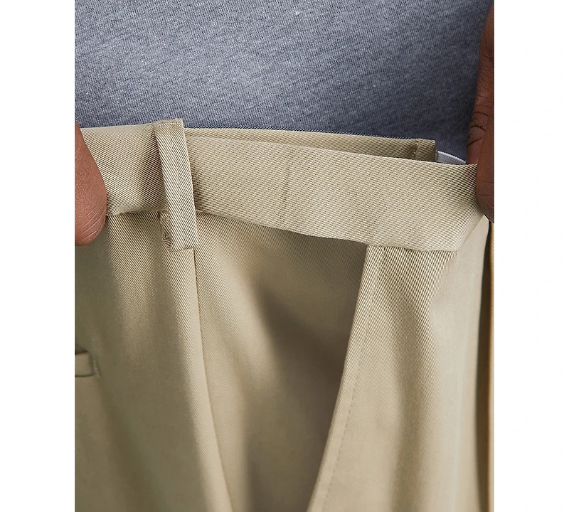 Haggar Men's Big & Tall Premium No Iron Khaki Classic-Fit Pleated Hidden Expandable Waistband Pants