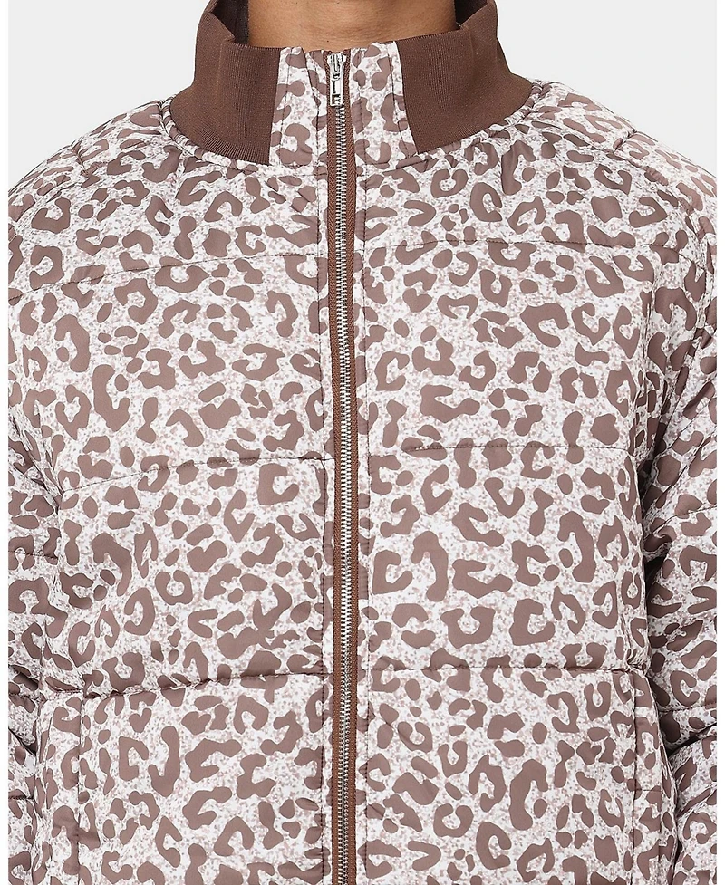 Xxiii Mens Leopard Print Puffer Jacket