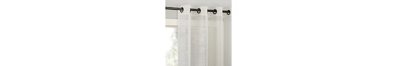 Slub Textured Linen Blend Black Grommet Top Curtain