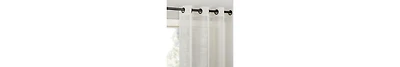 Slub Textured Linen Blend Black Grommet Top Curtain