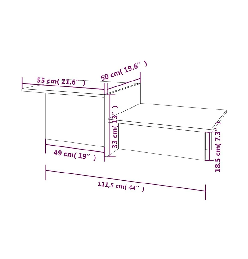 Coffee Table Brown Oak 43.9"x19.7"x13" Engineered Wood