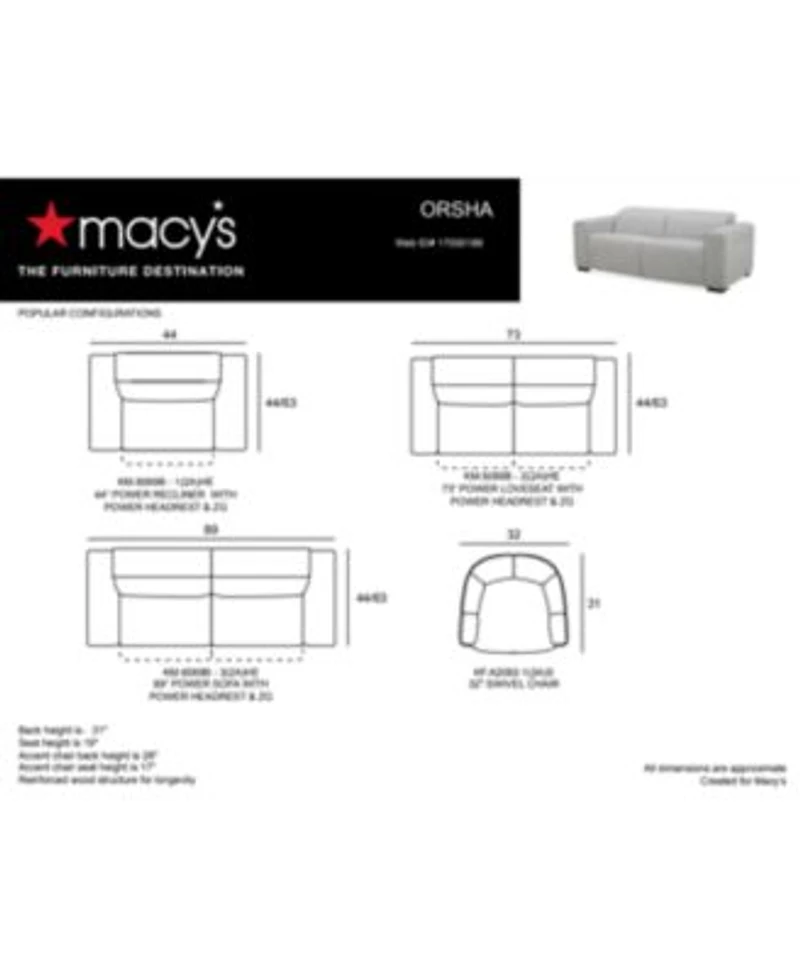 Closeout Orsha Fabric Zero Gravity Sofa Collection Created For Macys