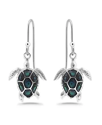 Macy's Abalone Inlay Turtle Fishhook Drop Earrings