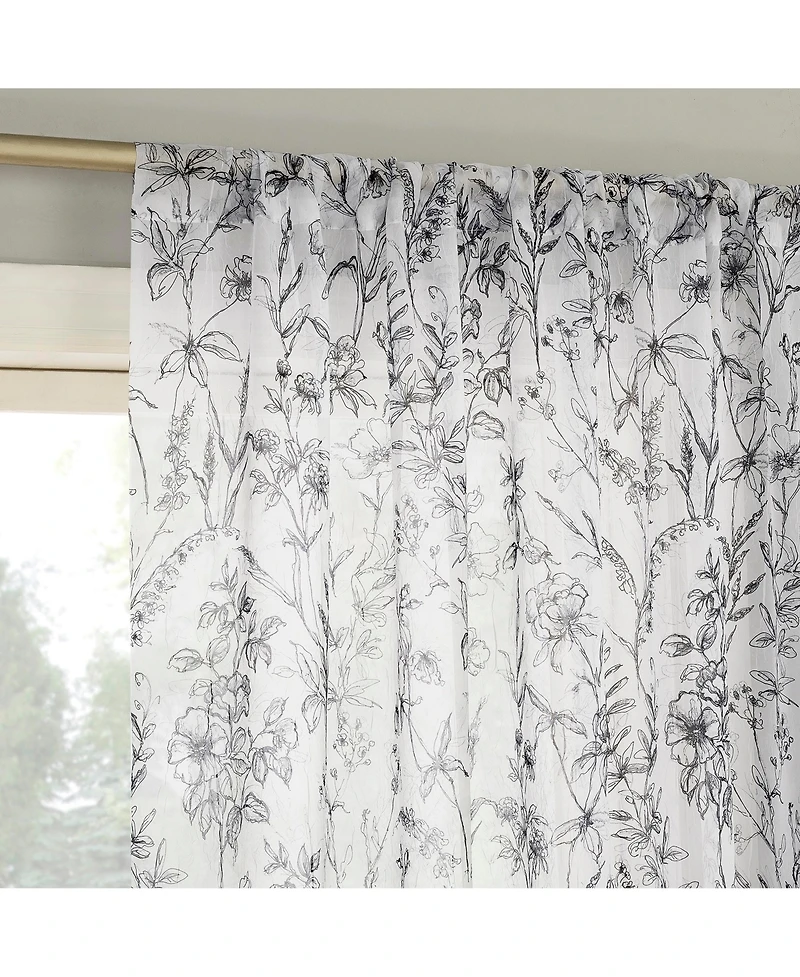 Ambree Vintage like Floral Sheer Rod Pocket Curtain Panel