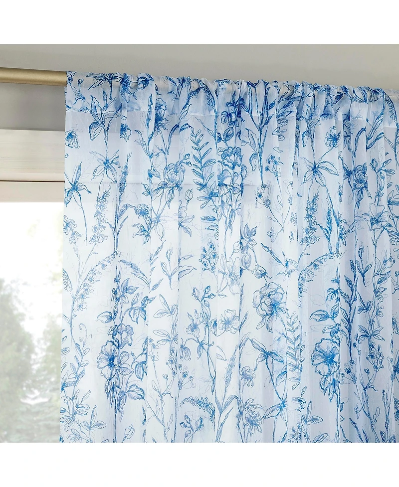 Ambree Vintage like Floral Sheer Rod Pocket Curtain Panel