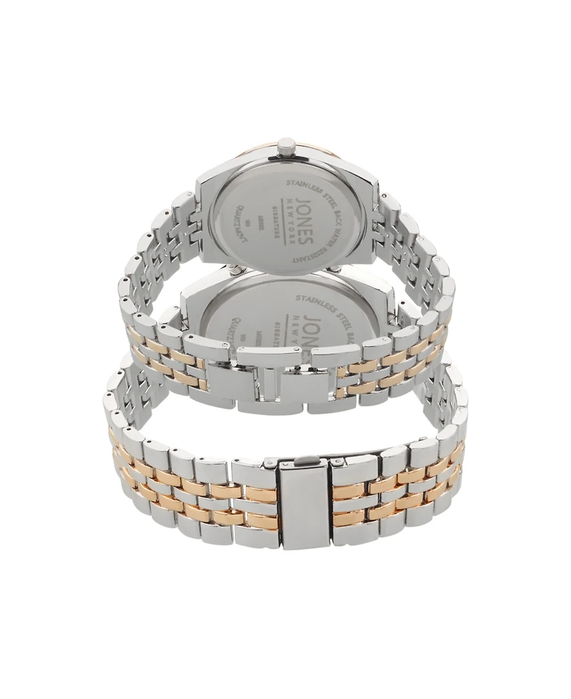 Jones New York Men and Women's Analog Shiny Two-Tone Metal Bracelet His Hers Watch 42mm