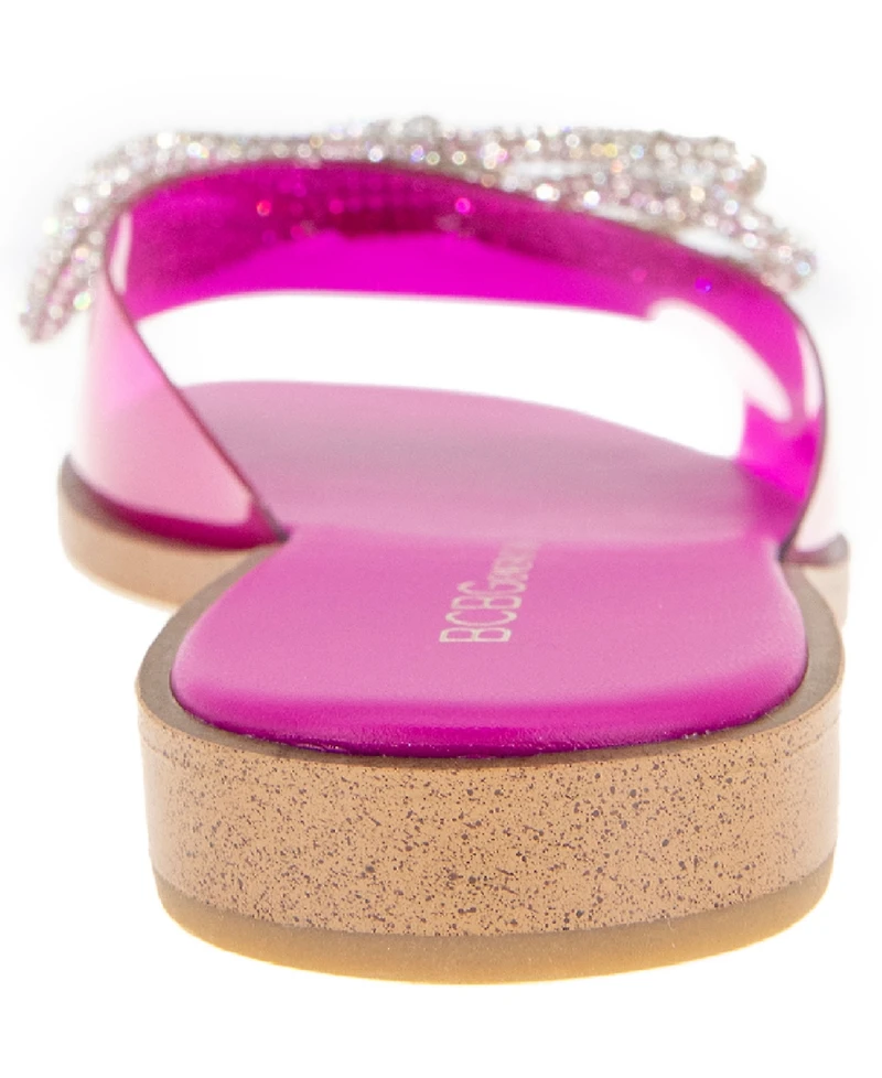 BCBGeneration Women's Laffi Rhinestone Bow Slide Sandals