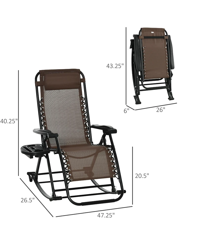 Outsunny Rocking Zero Gravity Lounge Chair, Folding,