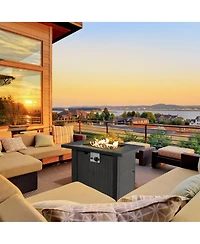 Outsunny Propane Fire Pit Table 50,000BTU Outdoor Auto Ignition Firepit w/ Cover