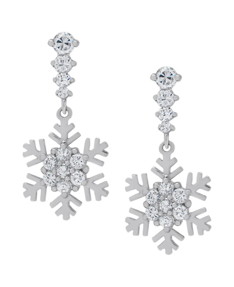 Macy's Cubic Zirconia Snowflake Drop Earrings