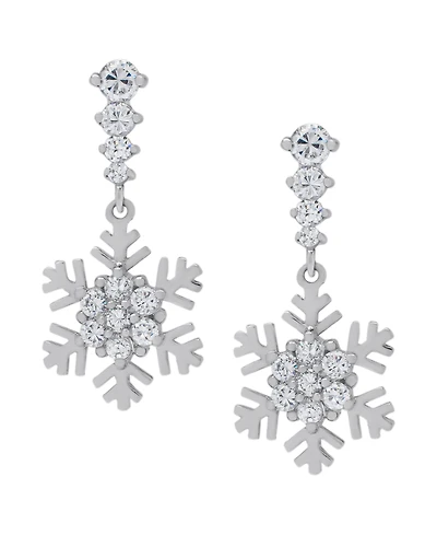 Macy's Cubic Zirconia Snowflake Drop Earrings
