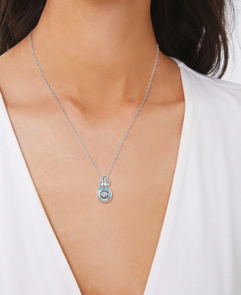 Macy's Cubic Zirconia Enamel Snowman Pendant Necklace