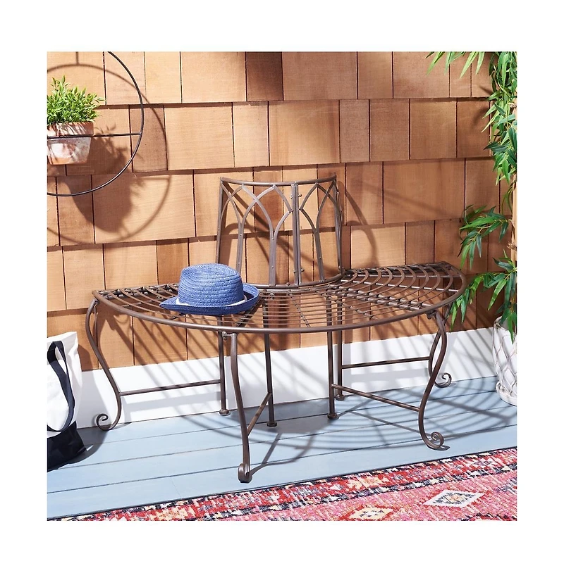 Abia Wrought Iron 50 Inch W Outdoor Tree Bench
