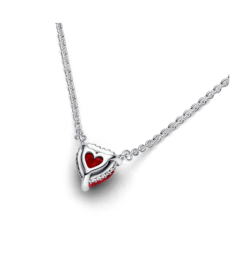 Pandora Timeless Sterling Silver Sparkling Heart Halo Cubic Zirconia Pendant Collier Necklace