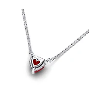 Pandora Timeless Sterling Silver Sparkling Heart Halo Cubic Zirconia Pendant Collier Necklace