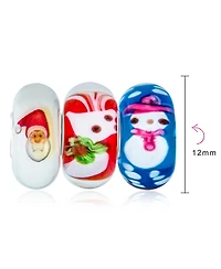 Bling Jewelry Holiday Christmas Reindeer Santa Snowman Glass Mix Bundle Set Of Three Sterling Silver Charm Bead Fits European Charm Bracelet For Women