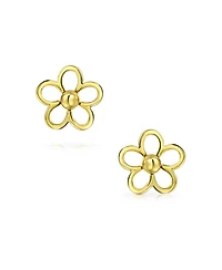 Bling Jewelry Tiny Petite Cz Accent Dainty14K Yellow Gold Sunflower Daisy Flower Stud Earrings Secure Clutch Screw back