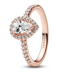 Pandora Cubic Zirconia Pear Halo Ring
