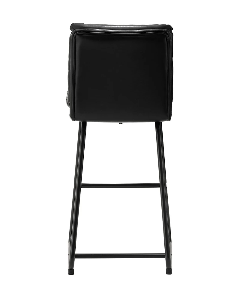 Glitzhome Set of 2 Leatherette Modern Thick Bar Stool with Metal Legs
