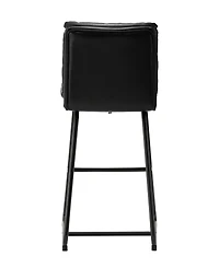 Glitzhome Set of 2 Leatherette Modern Thick Bar Stool with Metal Legs