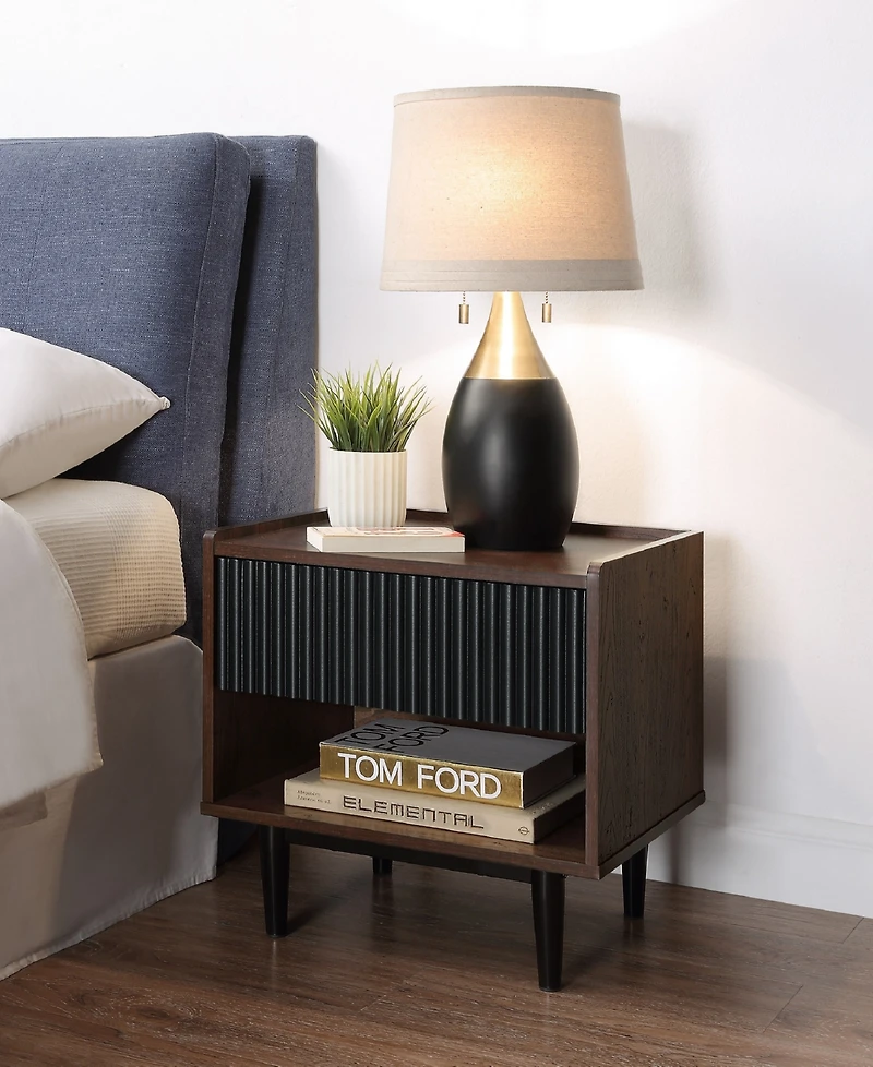 Manhattan Comfort Duane 2-Piece Ribbed End Table and Coffee Set