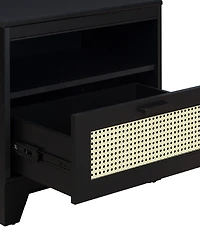 Manhattan Comfort Sheridan 2-Piece 1-Drawer Cane Nightstand Set