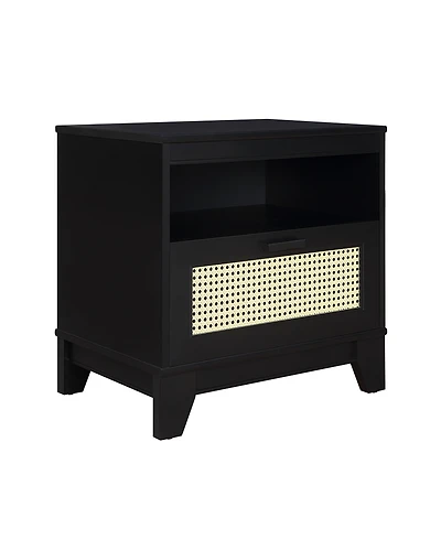 Manhattan Comfort Sheridan 21.63" 1-Drawer Cane Nightstand