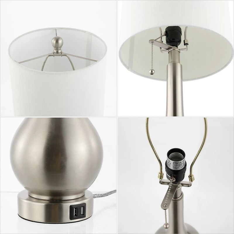 Tyler Modern Classic Gourd Iron Led Table Lamp with Dual Usb Charging Port (Set of 2)