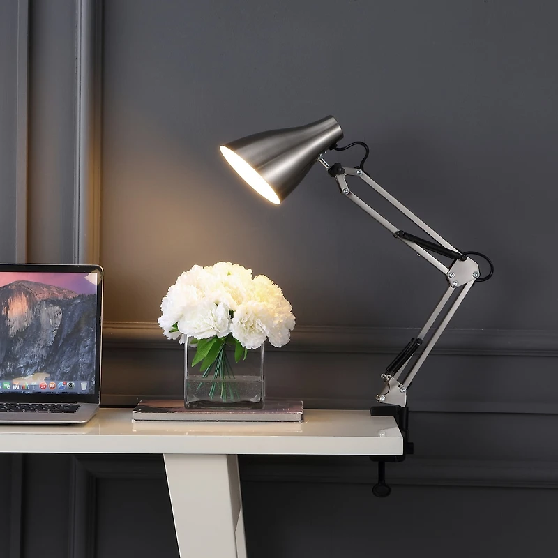 Jonathan Y Odile Classic Industrial Adjustable Articulated Clamp On Led Task Lamp
