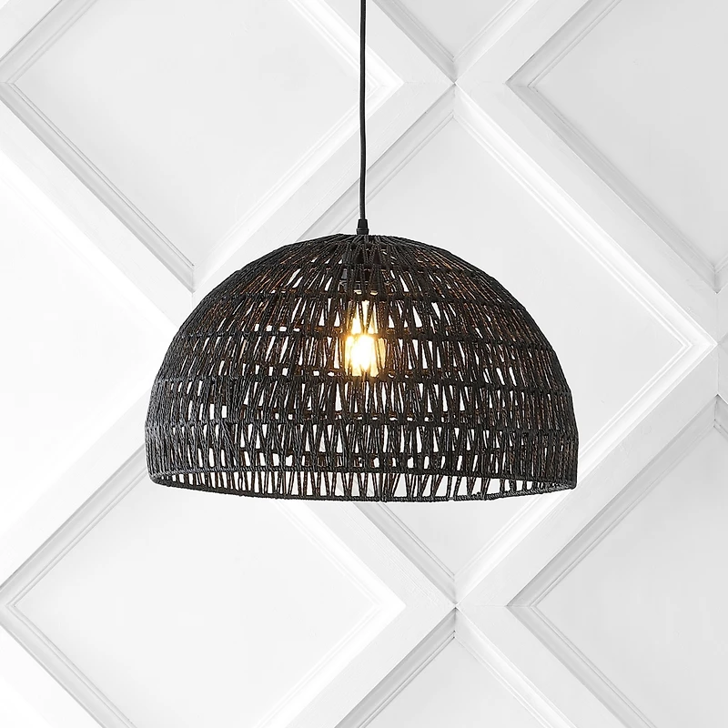 Campana Bohemian Modern Woven Rattan iron Led Pendant