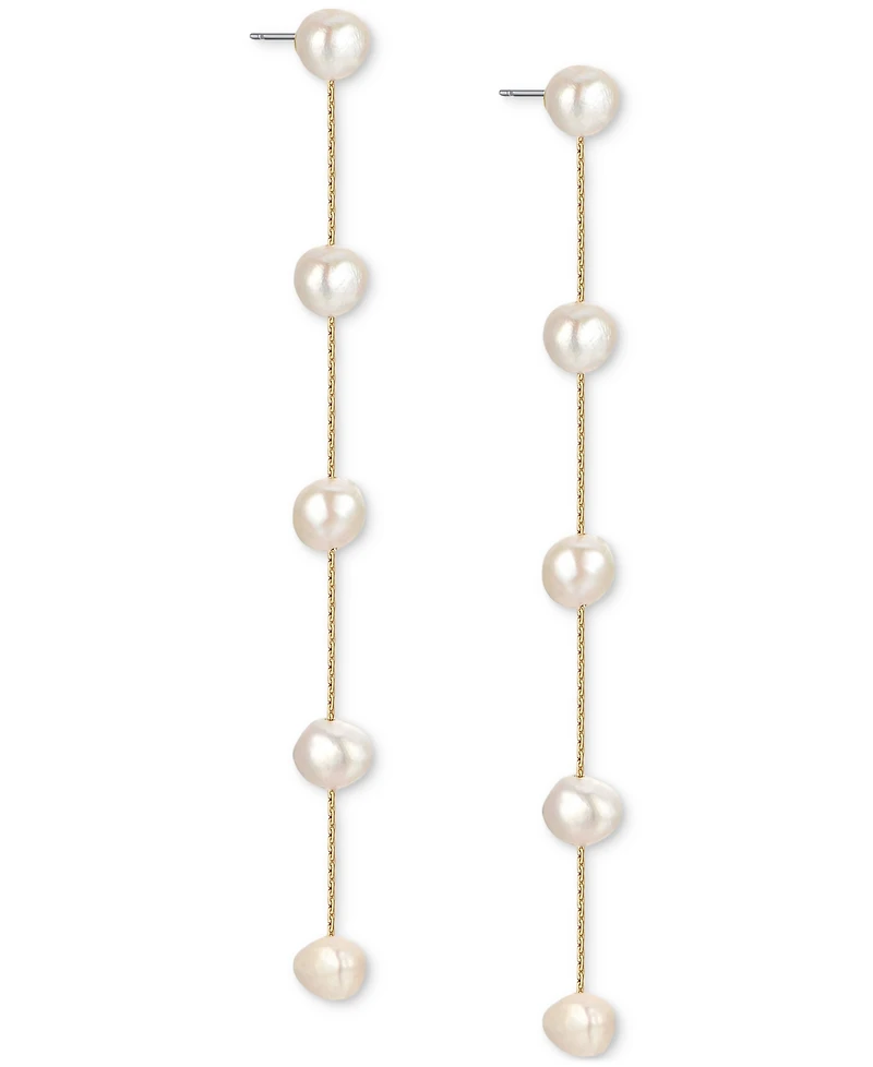 Ettika Imitation Pearls Earrings Dripping in 18K Gold Plating