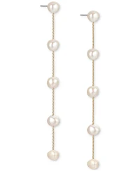 Ettika Imitation Pearls Earrings Dripping in 18K Gold Plating