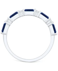 Lab-Grown Blue Sapphire (5/8 ct. t.w.) & White (1/5 Stack Ring Sterling Silver