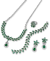 Effy Emerald Diamond Flower Ring Tennis Bracelet Drop Pendant Flower Drop Earrings Collection In 14k Gold