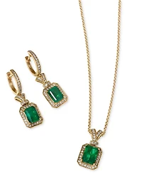 Effy Emerald (2-1/5 ct. t.w.) and Diamond (1/5 ct. t.w.) Pendant Necklace in 14k Gold, Created for Macy's