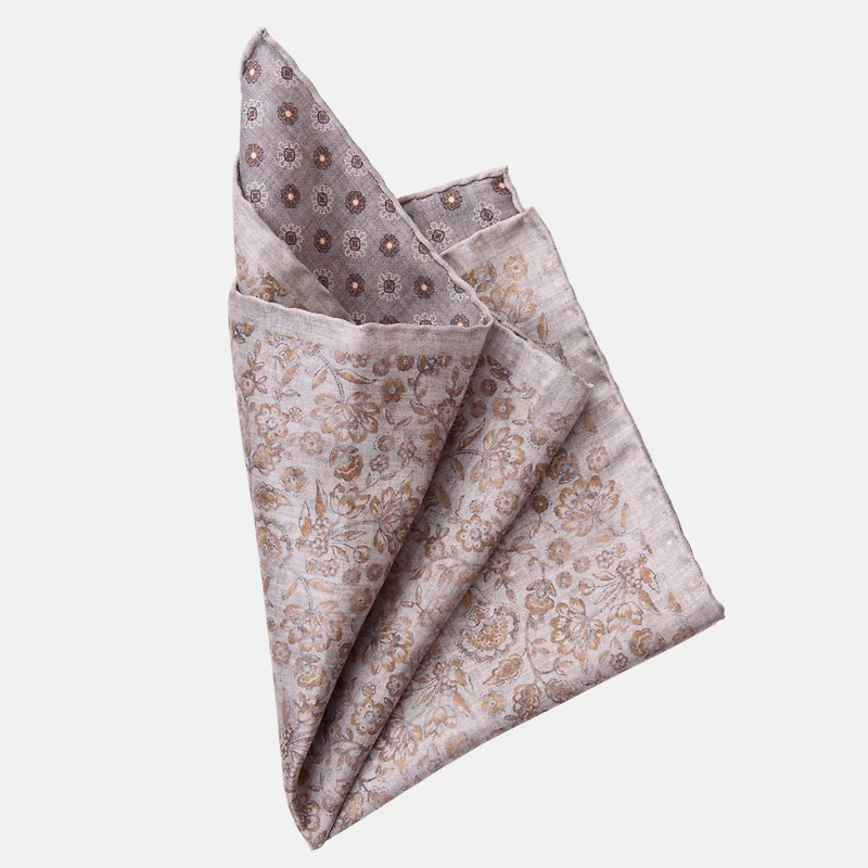 Elizabetta Men's Pascal - Double Sided Silk Pocket Square for Men